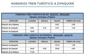 PRECIOS DEL TREN DE LA SABANA